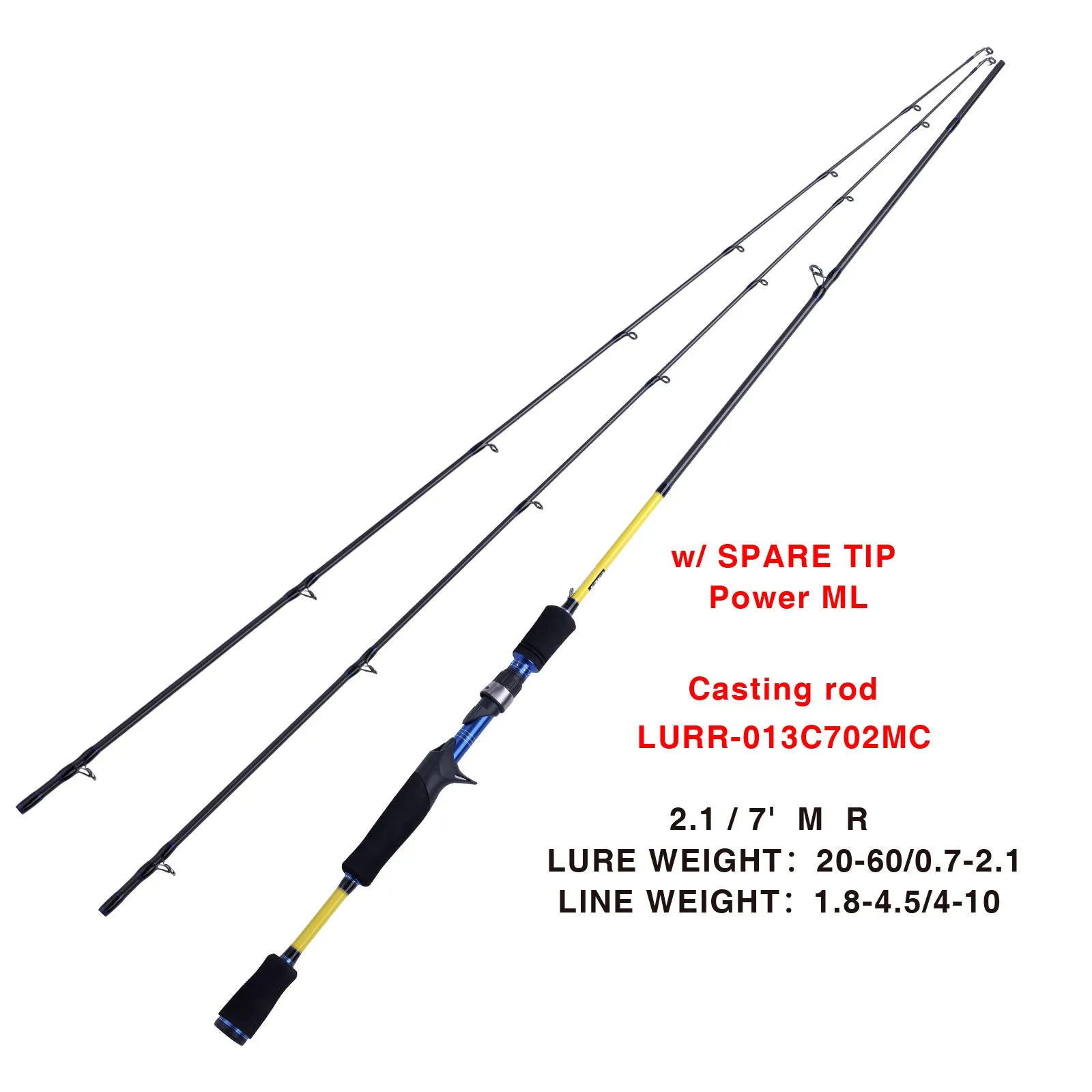 013c High Carbon Fiber Casting Fishing Rod 6'/6.6'/7' 1.83m-2.1m Lure Fishing Pole 2sec w/ Spare Tip