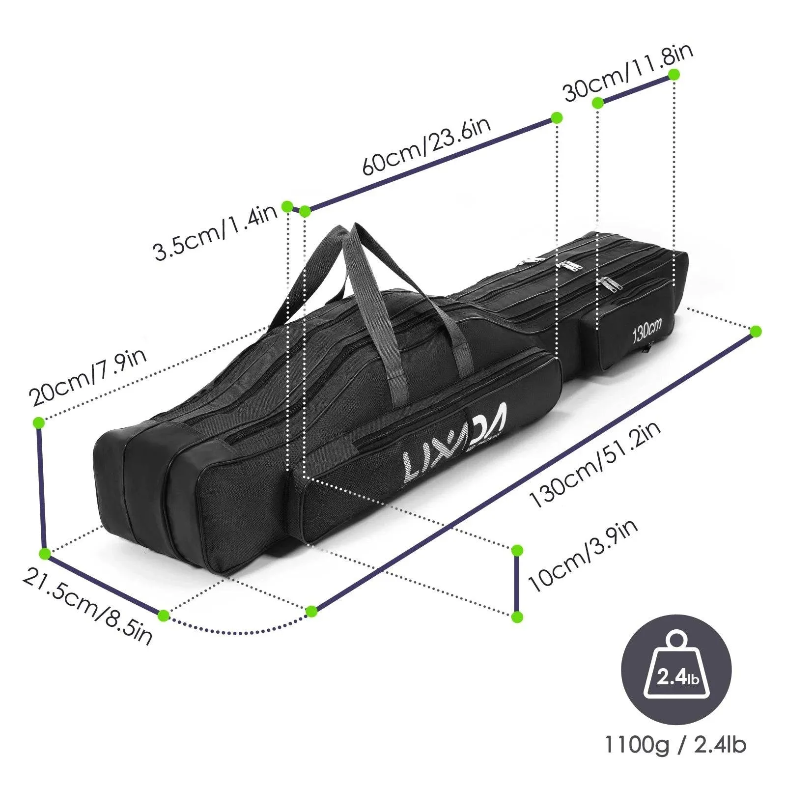 130cm/150cm Three Layers Fishing Bag Portable Folding Fishing Rod Reel Tackle Tool Carry Case Carrier Travel Bag