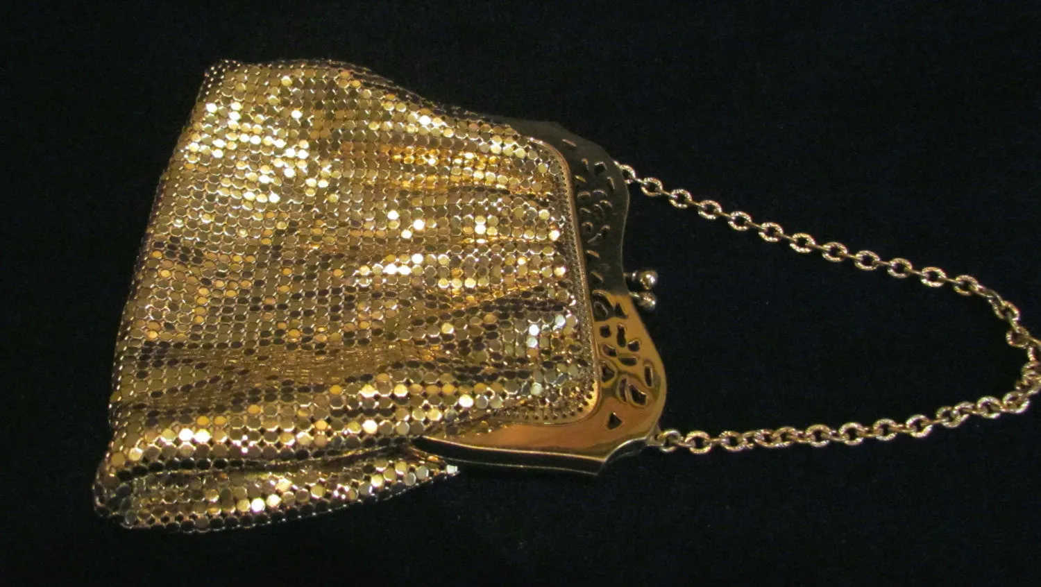 1940s Whiting & Davis Purse Gold Mesh Evening Bag Wedding Bridal Handbag Excellent Condition Boxed