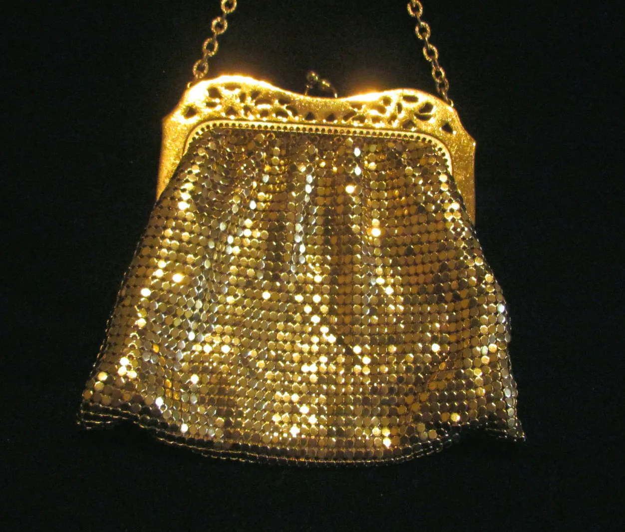 1940s Whiting & Davis Purse Gold Mesh Evening Bag Wedding Bridal Handbag Excellent Condition Boxed