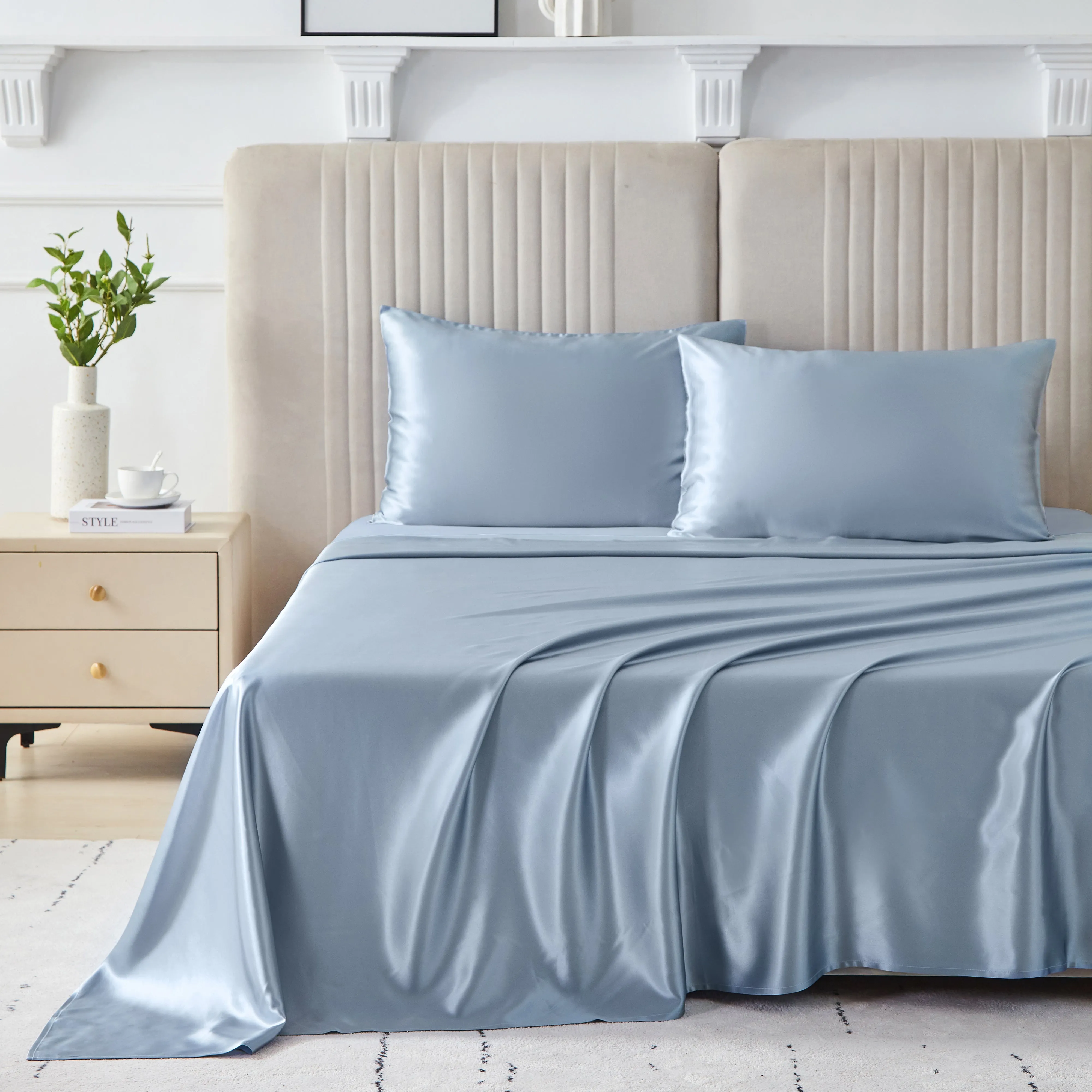 22 Momme Silk Sheet Set - Steel Blue