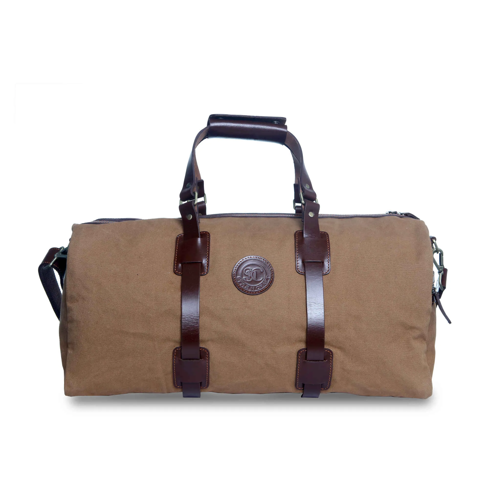 397101 Duffle Bag in Waterproof Brown Canvas & Full Grain Leather | Style n Craft