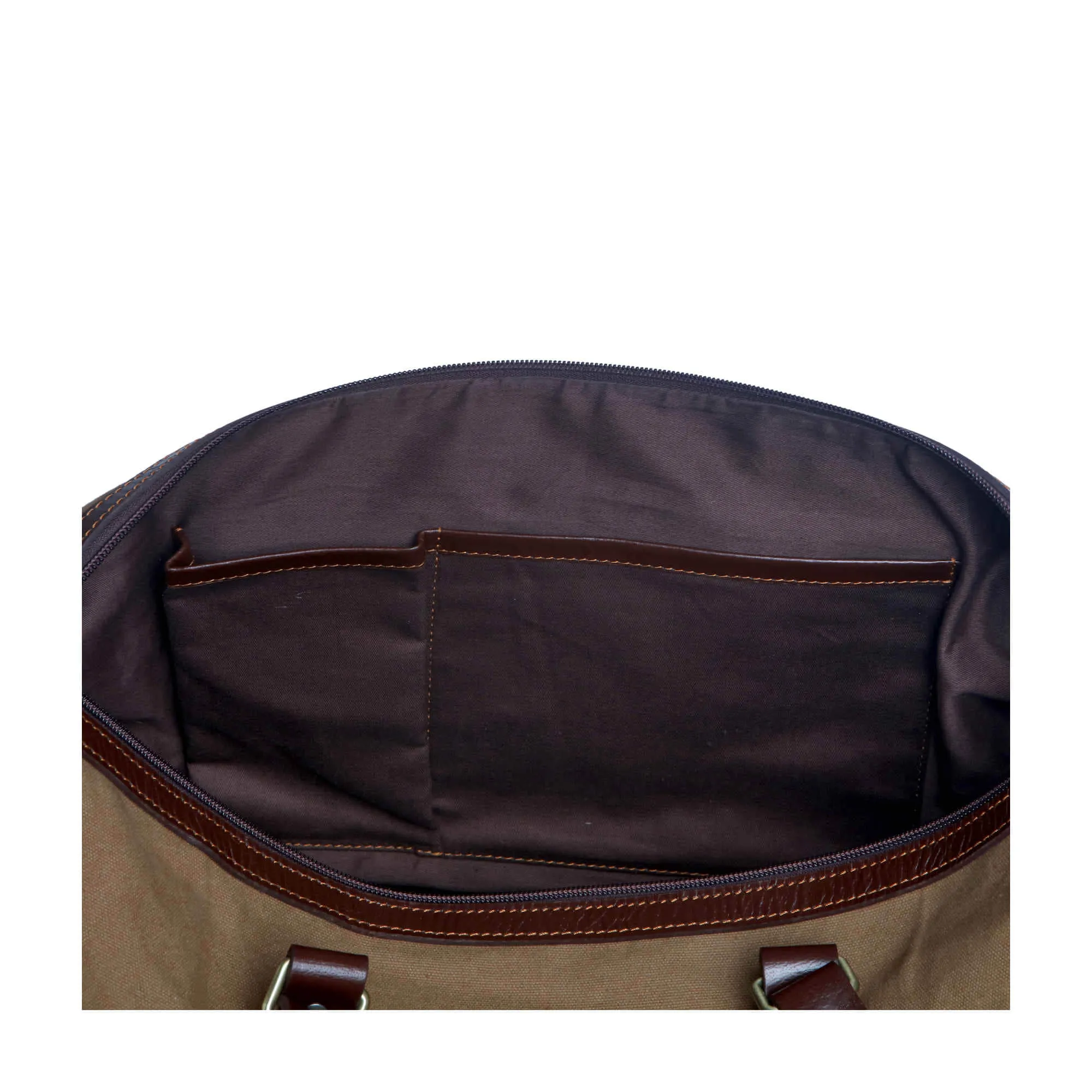 397101 Duffle Bag in Waterproof Brown Canvas & Full Grain Leather | Style n Craft