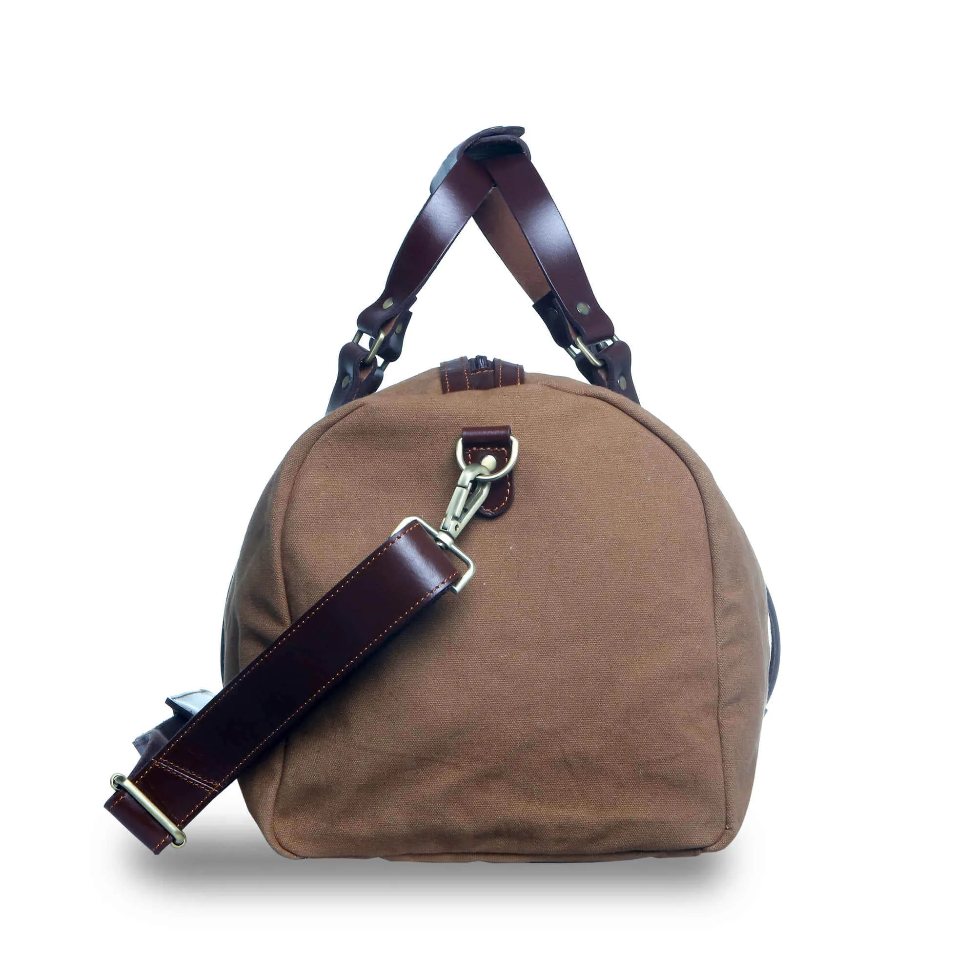 397101 Duffle Bag in Waterproof Brown Canvas & Full Grain Leather | Style n Craft