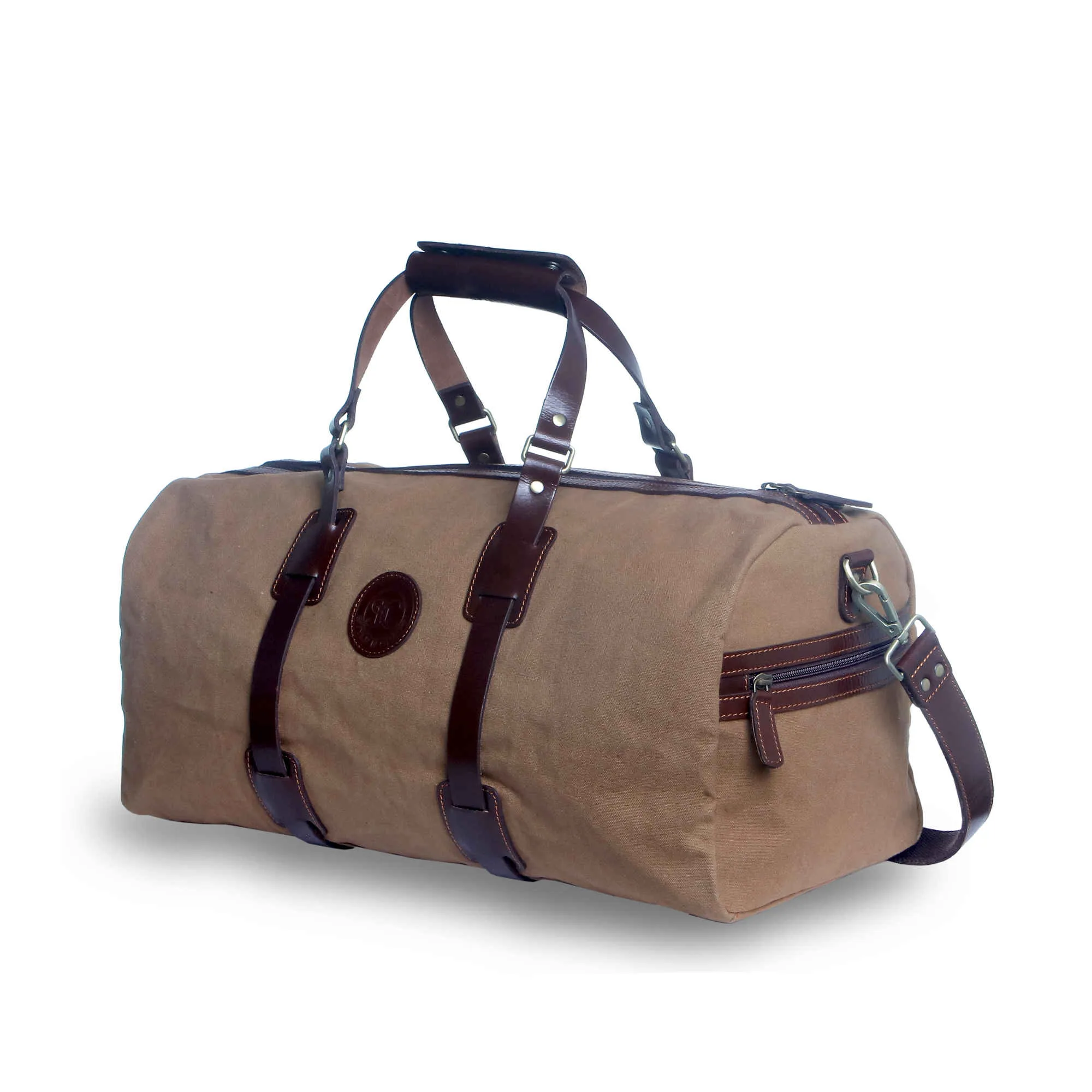 397101 Duffle Bag in Waterproof Brown Canvas & Full Grain Leather | Style n Craft