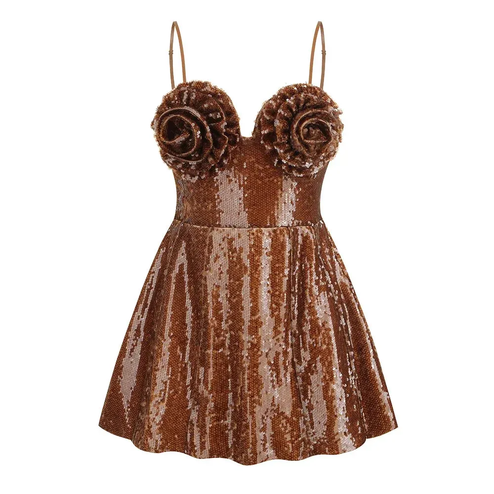 3D Flower Sequin Dress