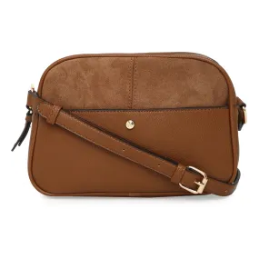 Accessorize London Women'S Faux Leather Tan Abby Sling Bag