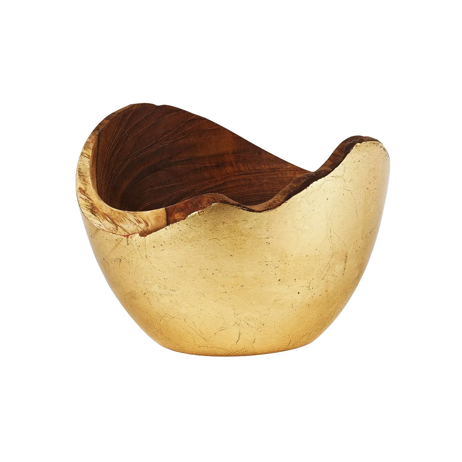 Adagio Teak Bowl with Gold Leaf Exterior