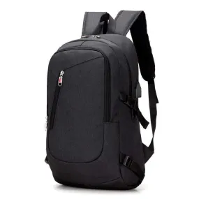 Anti Theft USB Charging Hiking Backpack - Black