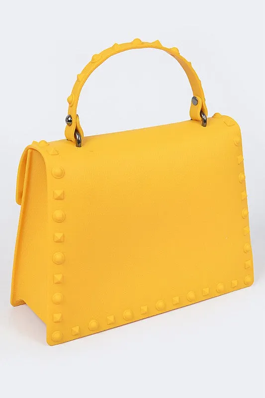 Apple Green Matte Finish Studded Convertible Jelly Bag