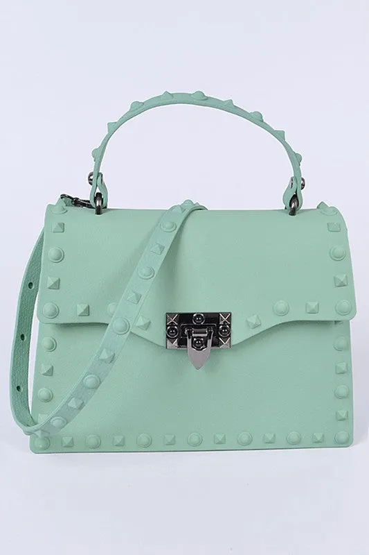 Apple Green Matte Finish Studded Convertible Jelly Bag