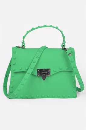 Apple Green Matte Finish Studded Convertible Jelly Bag