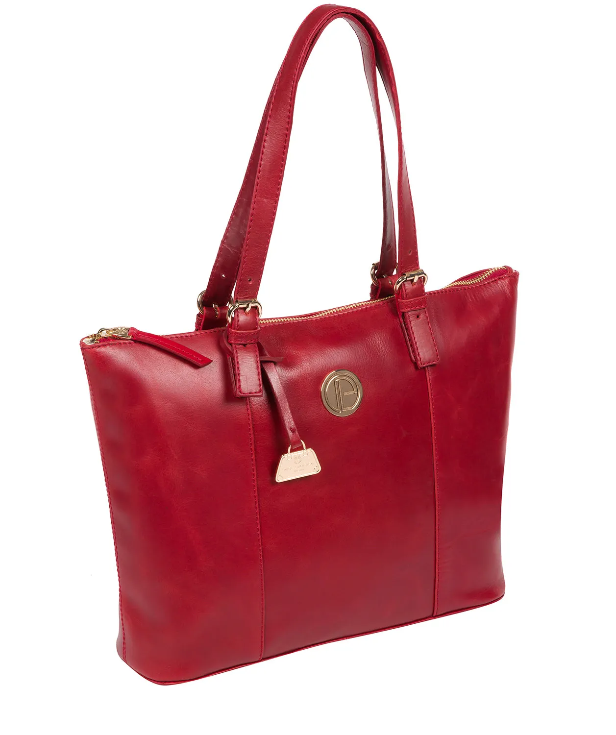 'Aster' Cherry Leather Tote Bag