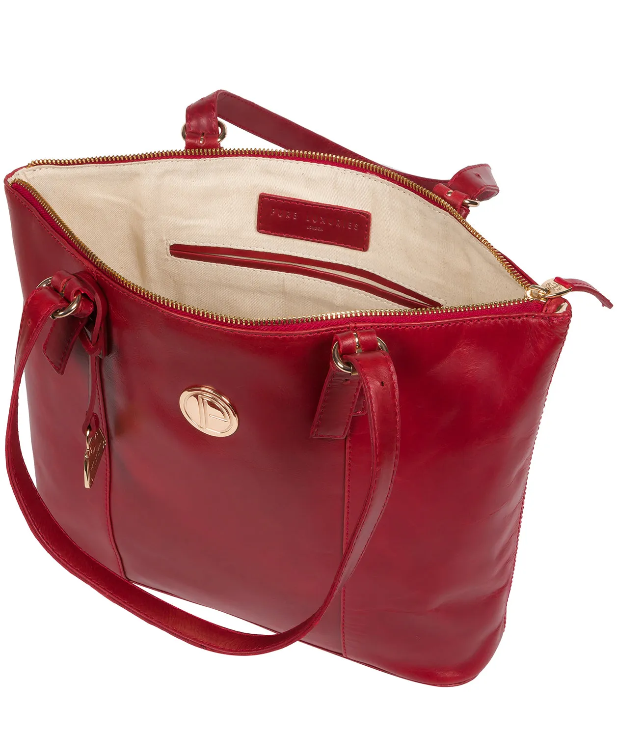 'Aster' Cherry Leather Tote Bag