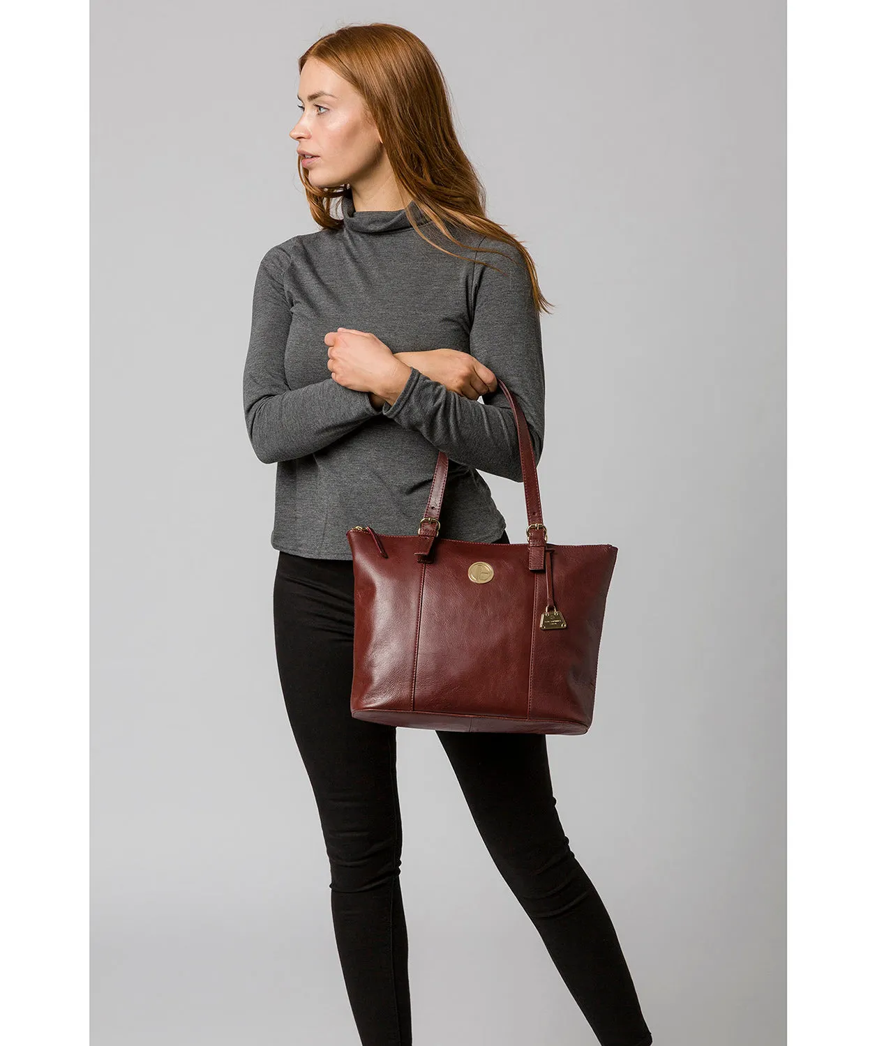 'Aster' Chestnut Leather Tote Bag