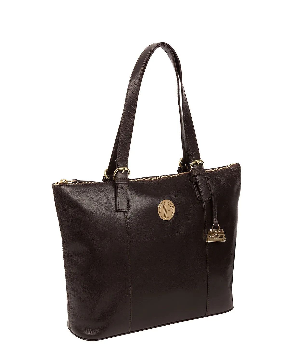 'Aster' Dark Brown Leather Tote Bag