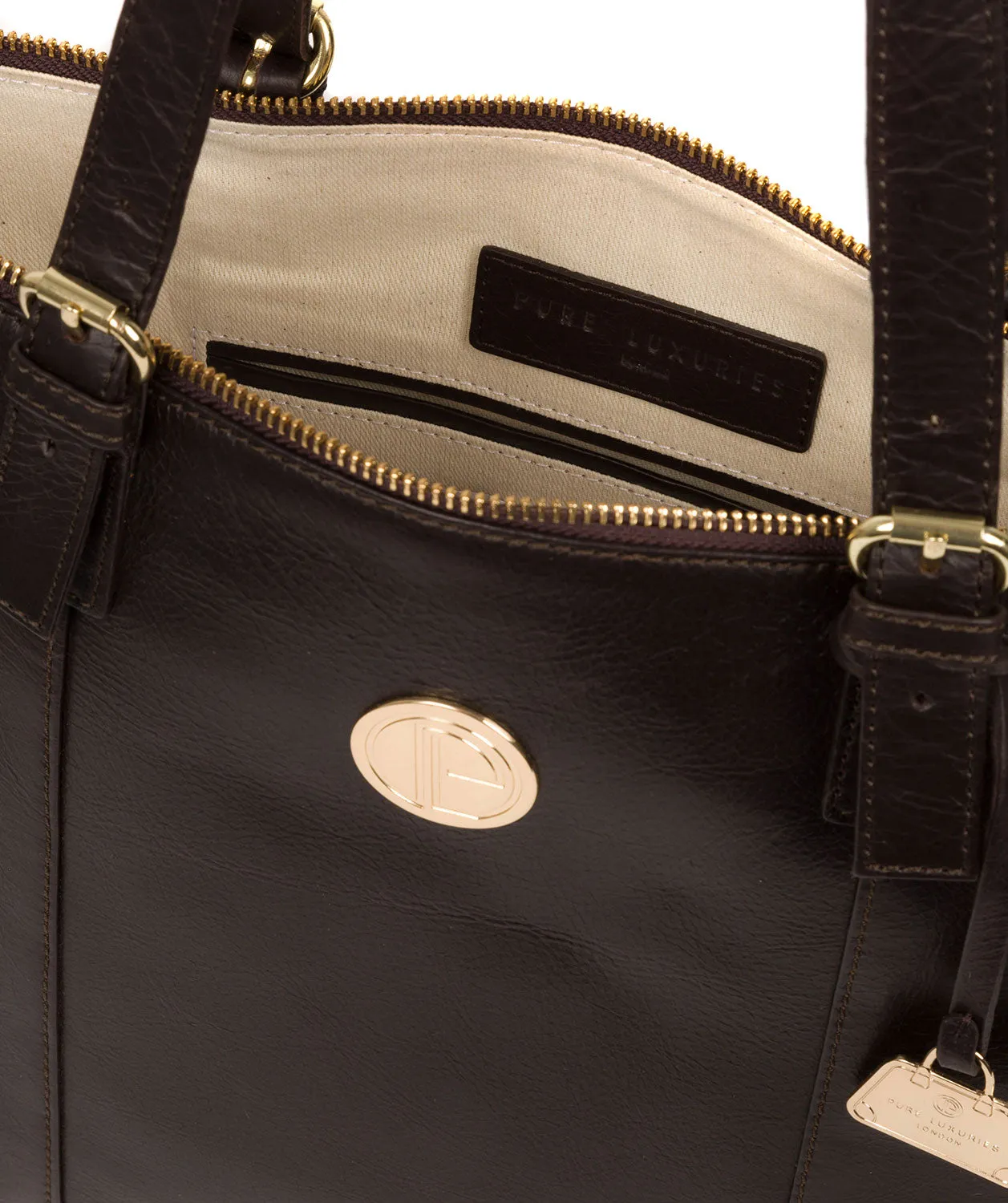 'Aster' Dark Brown Leather Tote Bag