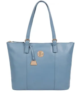 'Aster' Dusky Blue Leather Tote Bag