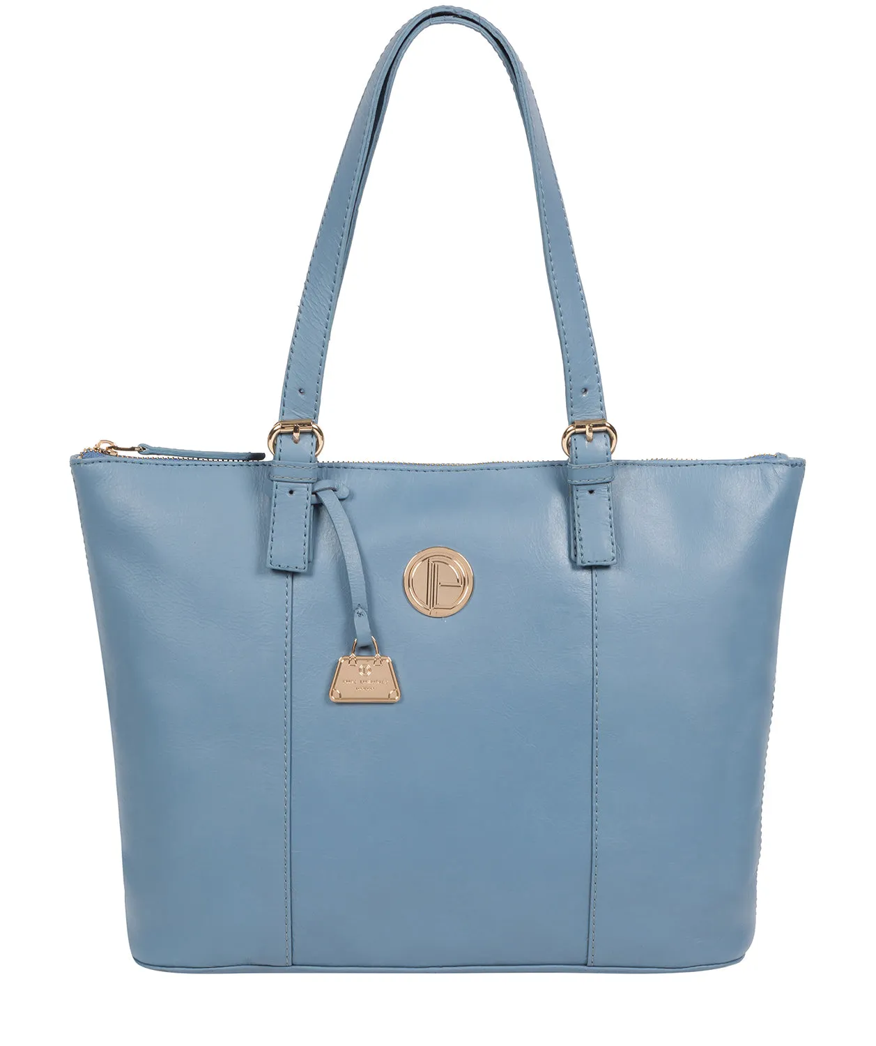 'Aster' Dusky Blue Leather Tote Bag