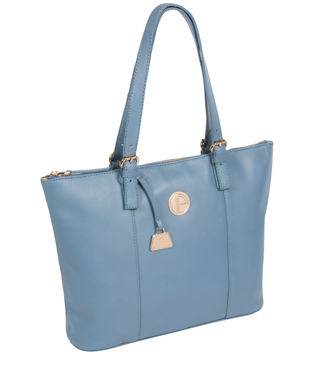 'Aster' Dusky Blue Leather Tote Bag