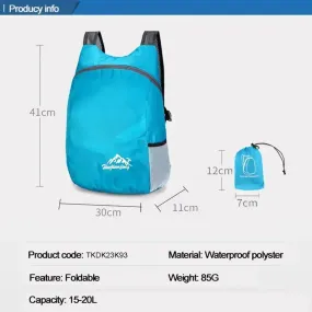 Backpack in a Pouch Folding Bag (20L Capacity)