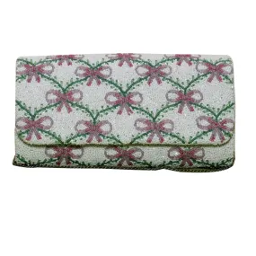 Beaded Bow & Vine Clutch Purse