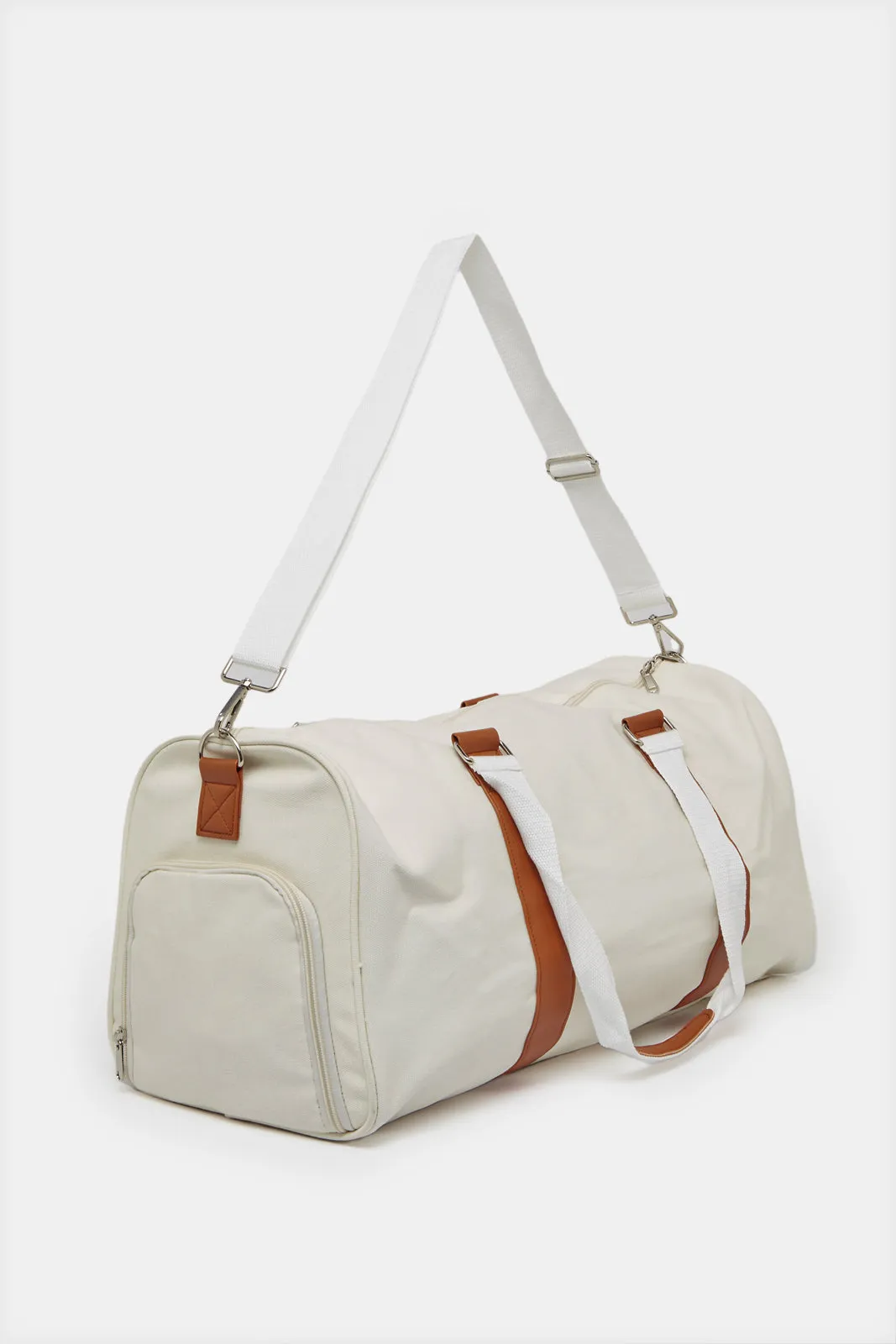 Beige Plain Duffle Bag