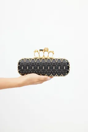 Black & Gold Studded Knuckle Box Clutch