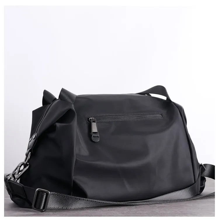 Black Nylon Crossbody Bag Womens Nylon Travel Bag Nylon Duffle Bag for Women