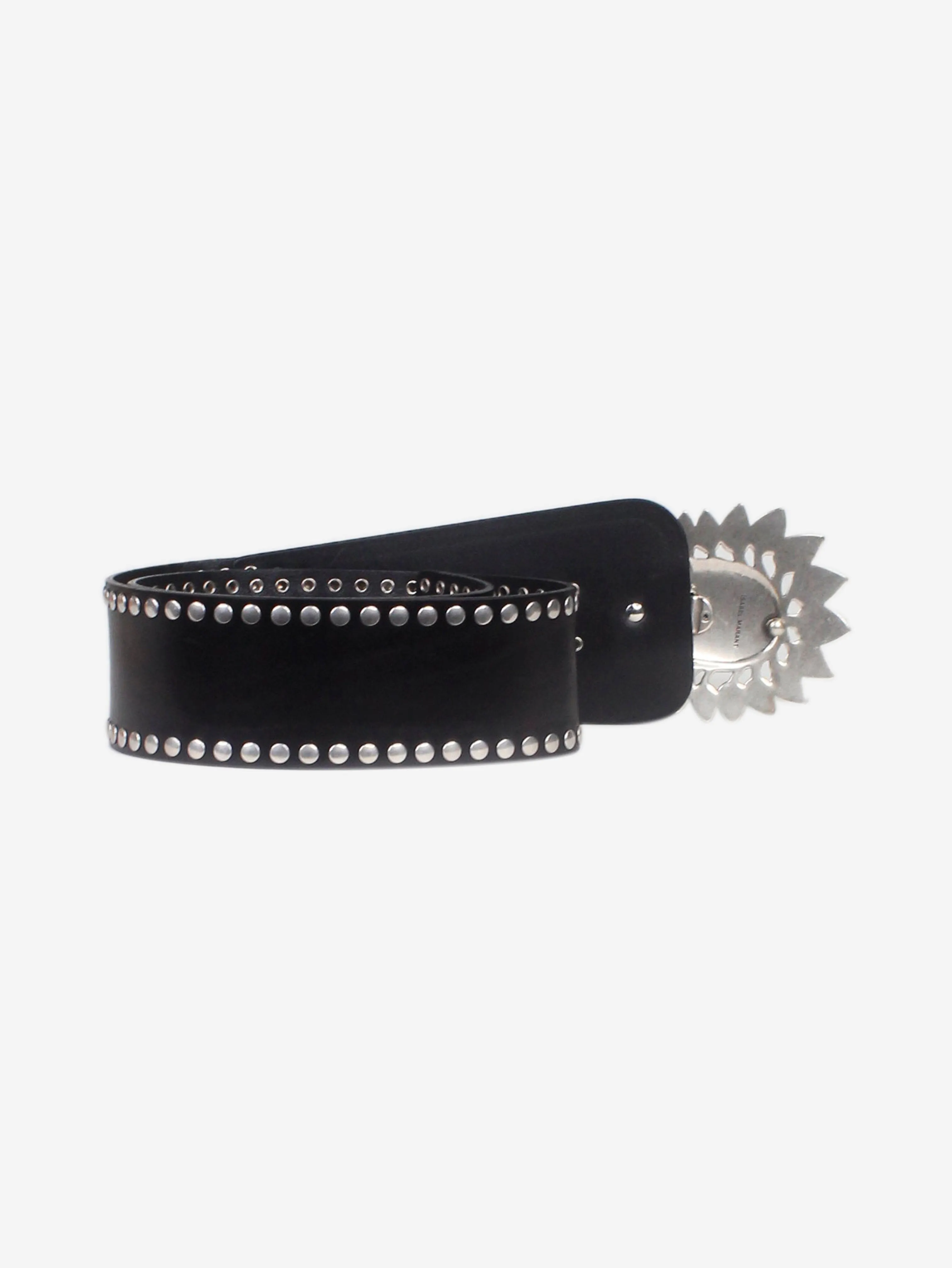 Black studded leather belt