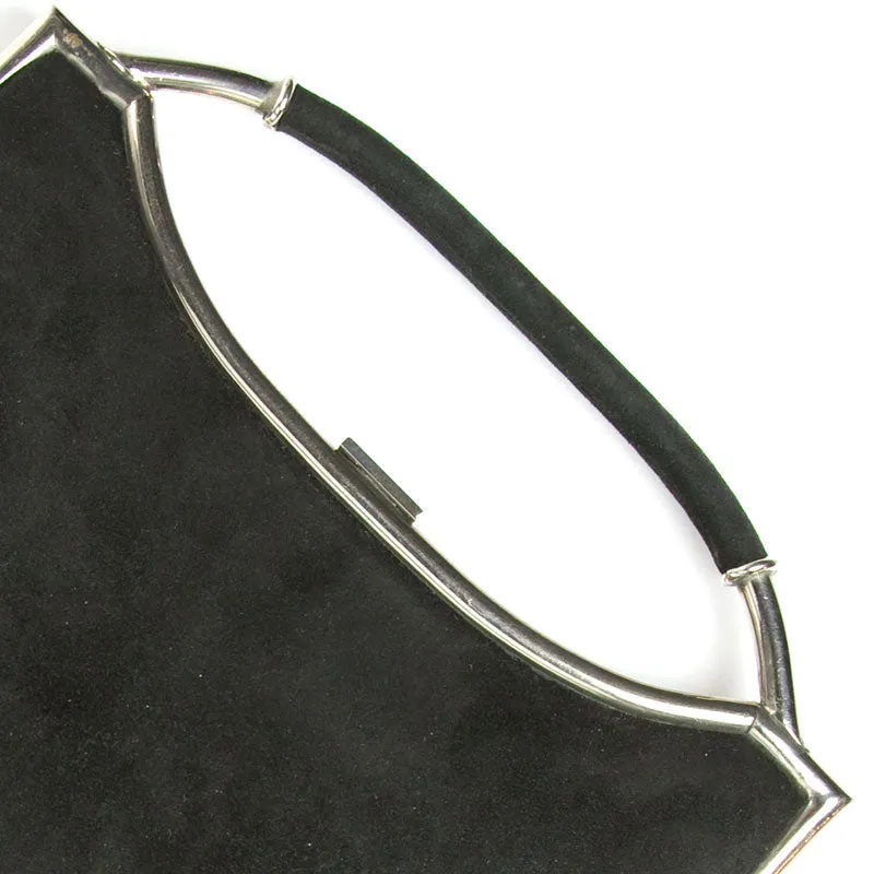 Black Suede Handbag with Chrome