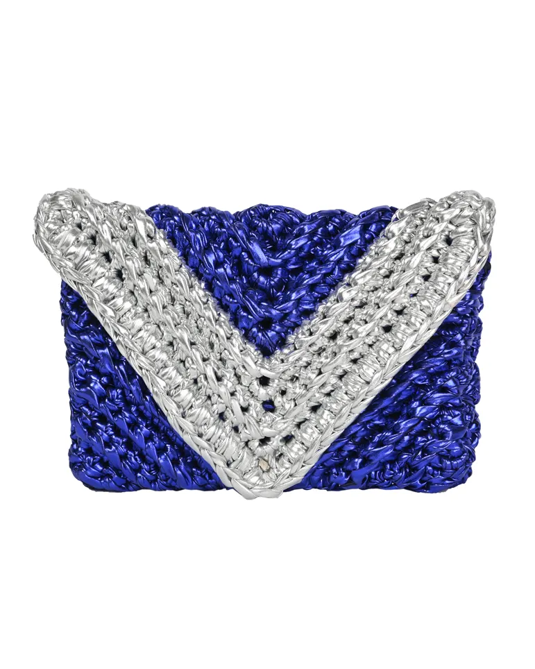 Blue V Envelope Clutch