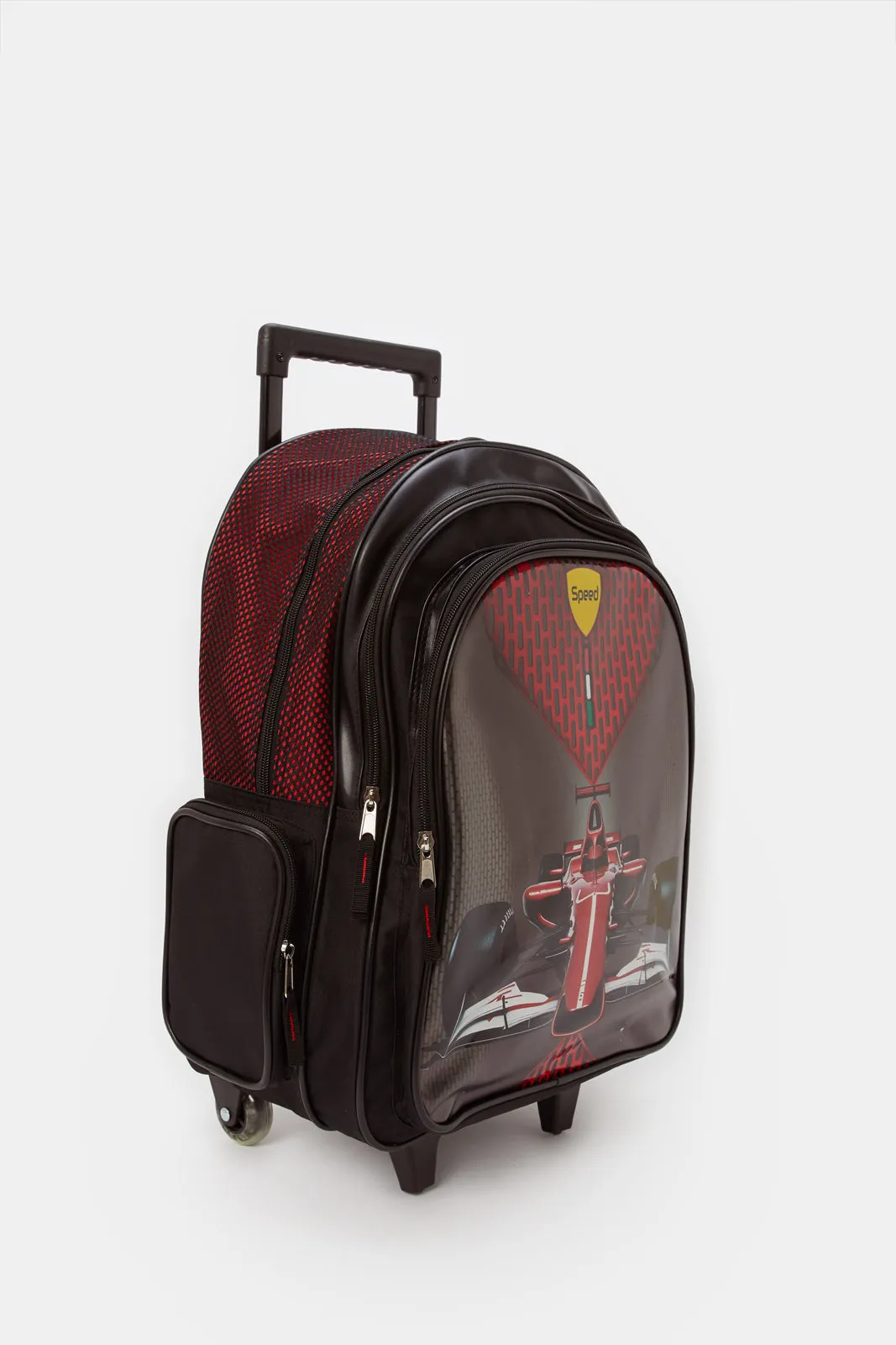 Boys Black And Red Majorette Faster Print Trolley Bag