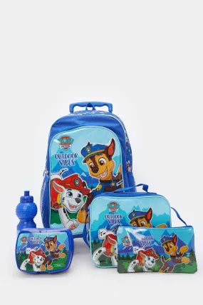 Boys Blue Paw  Print Patrol Trolley Set (5 Piece)