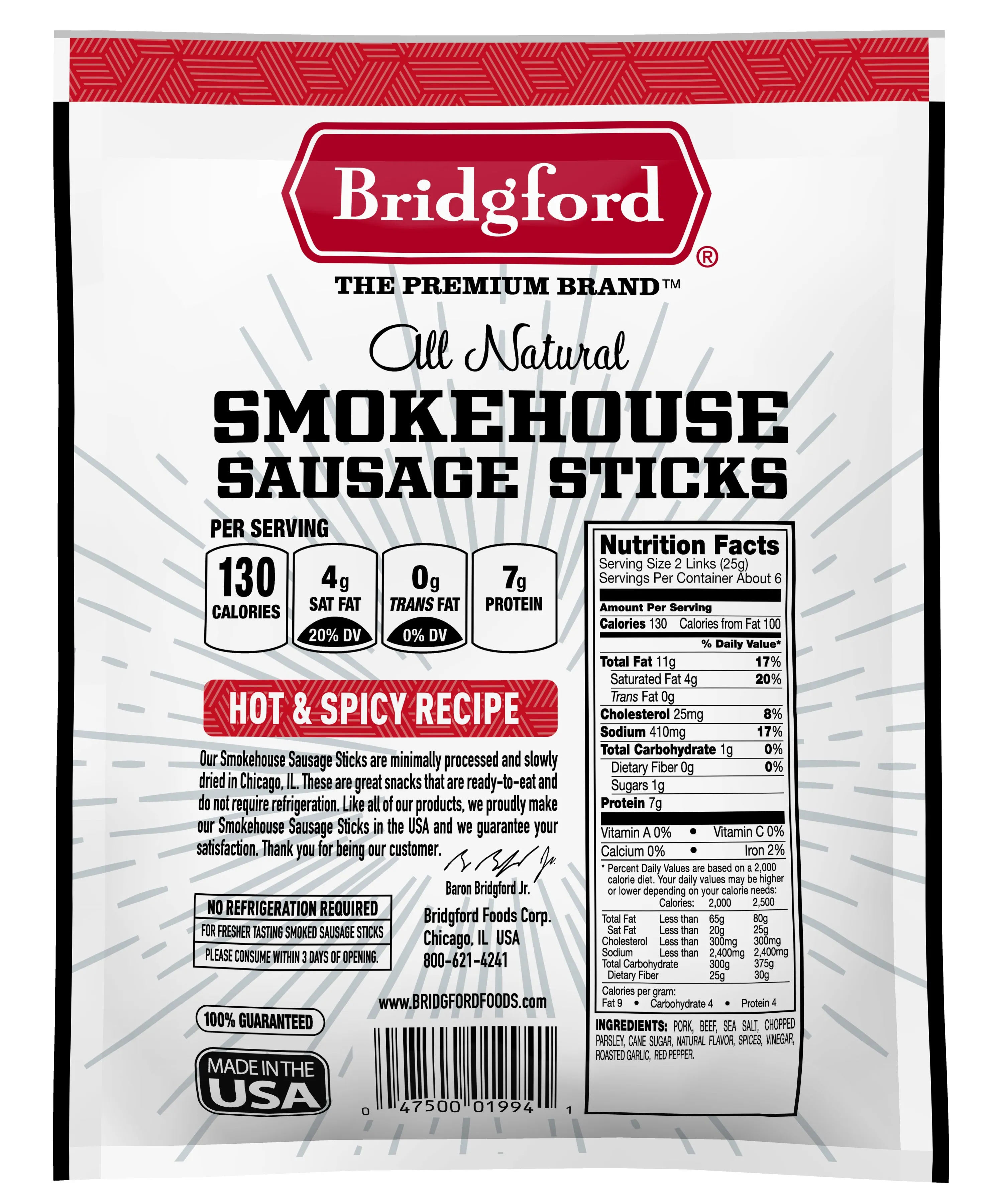 Bridgford Smokehouse Sausage Sticks 5 oz