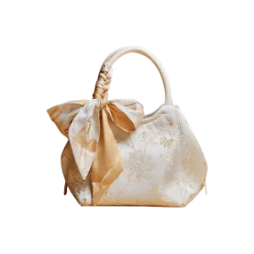 Brocade Silk Cute Bucket Bag Fenghuang Pattern Handbag