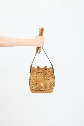 Brown Leather Visetos Bucket Bag