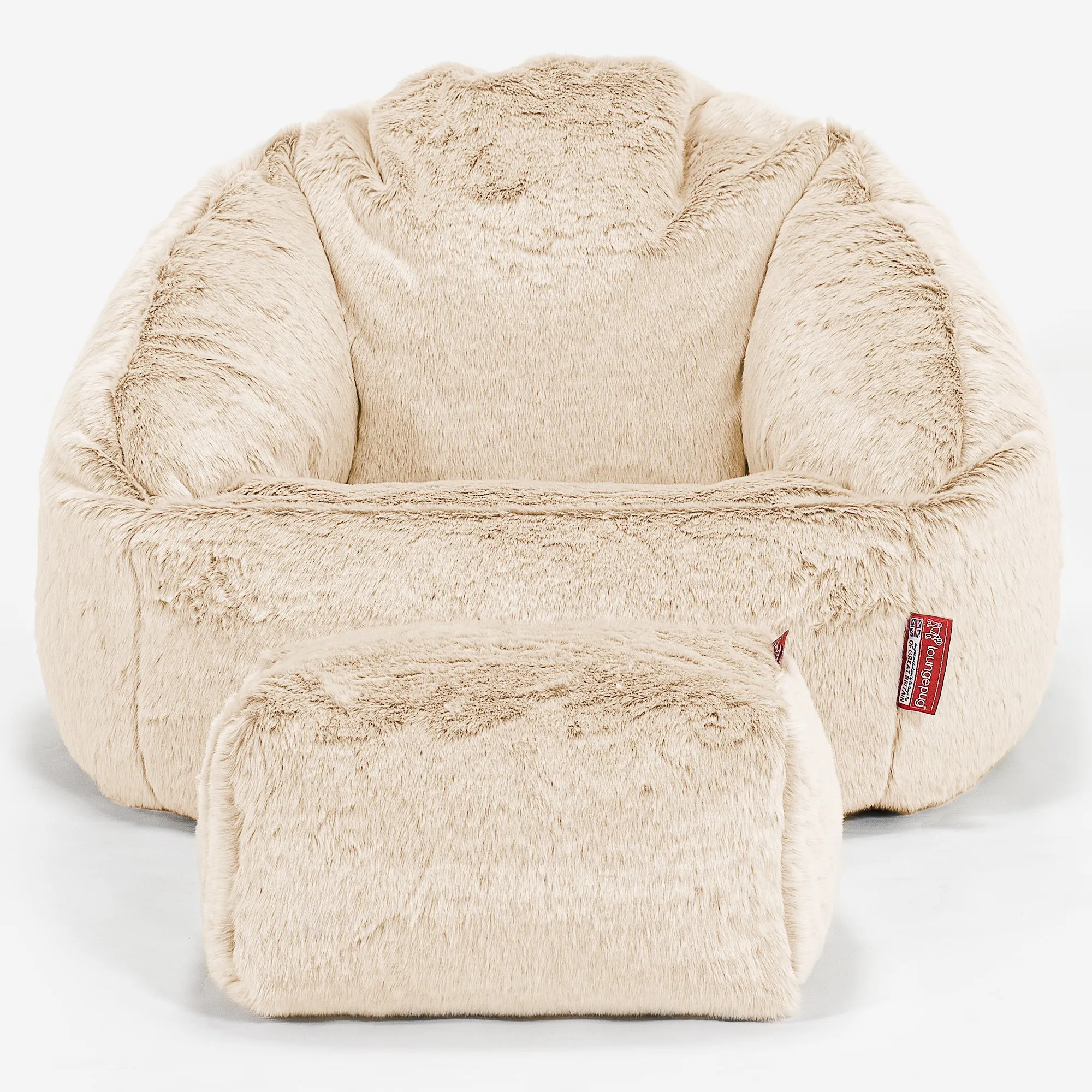 Bubble Bean Bag Chair - Fluffy Faux Fur Rabbit White