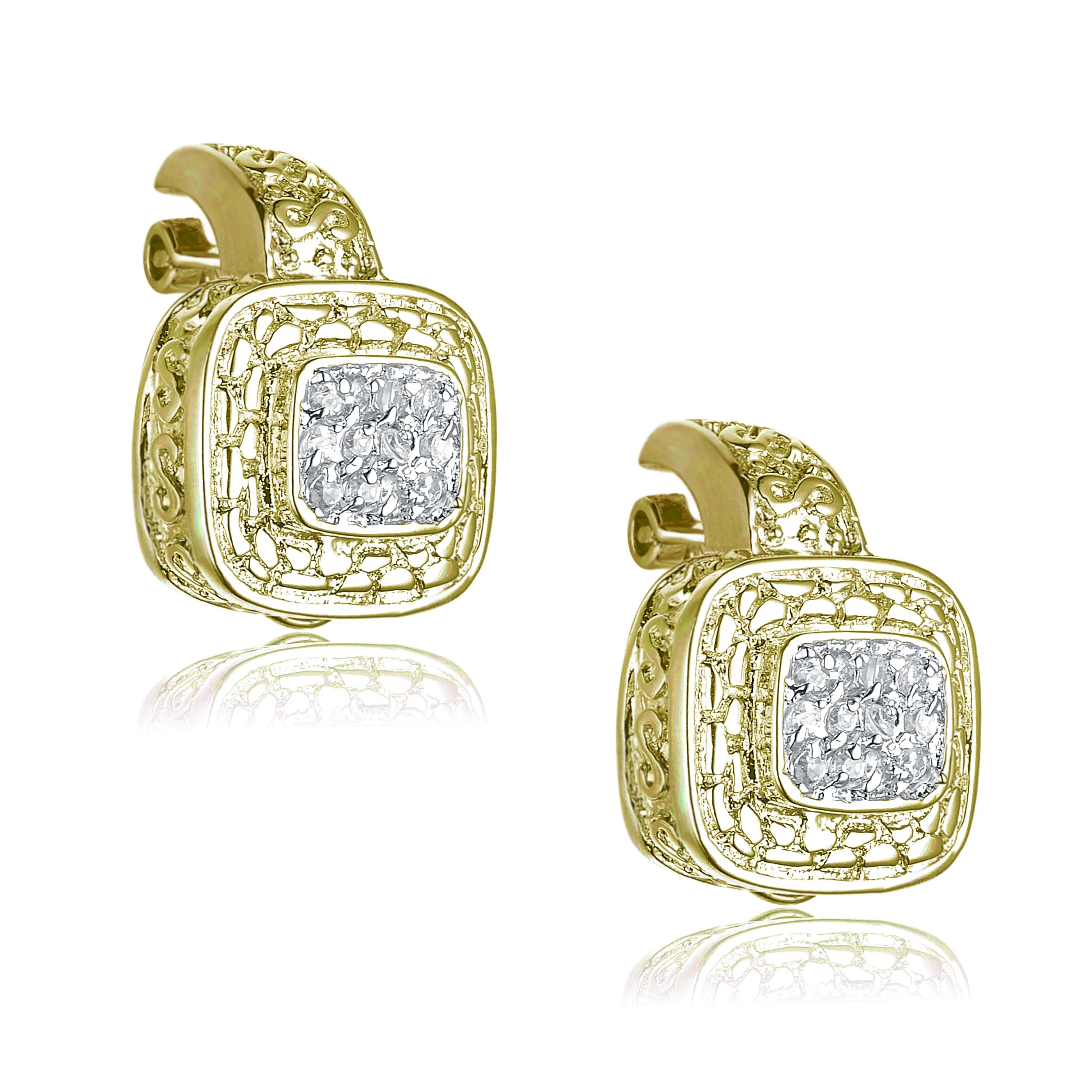 Camélia Accent Golden Earrings