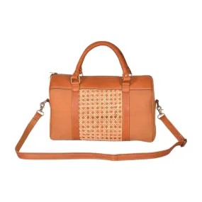 Cane & Leather Mini Duffle Bag