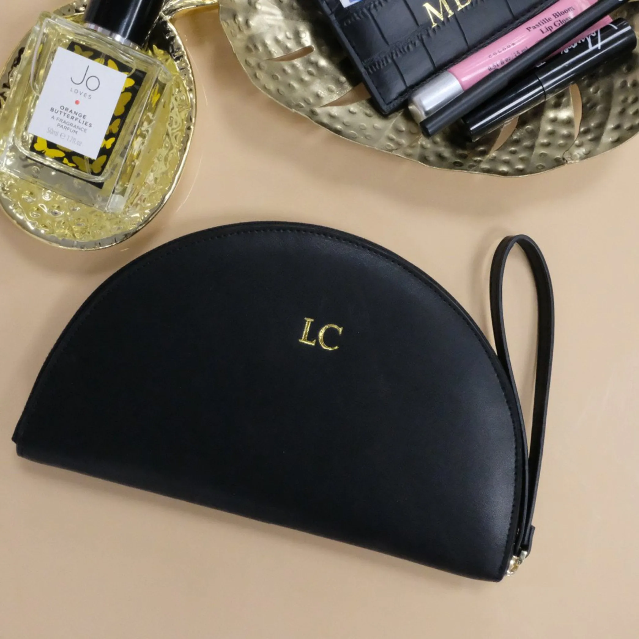 'Cartagena' Black Smooth Leather Clutch Bag