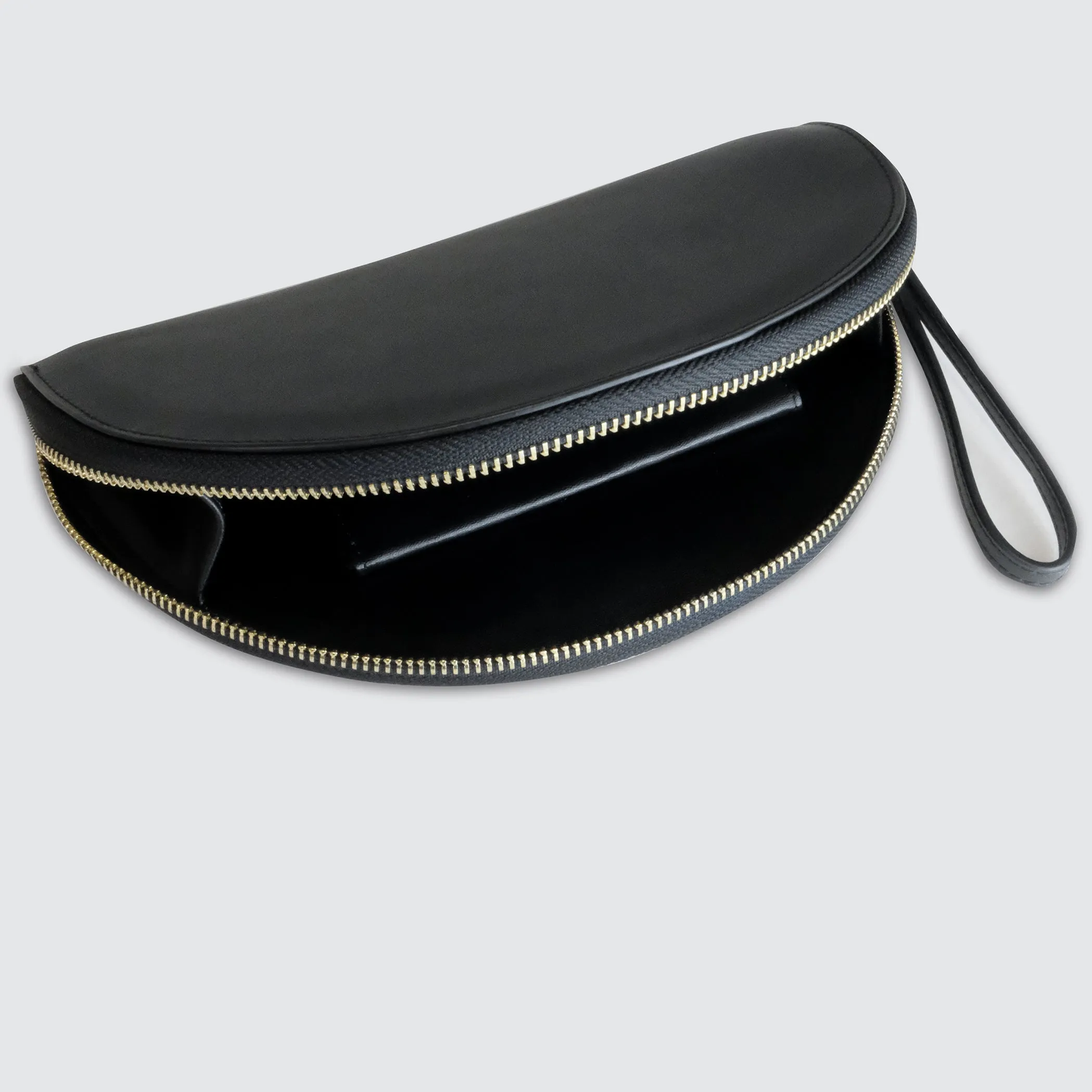 'Cartagena' Black Smooth Leather Clutch Bag