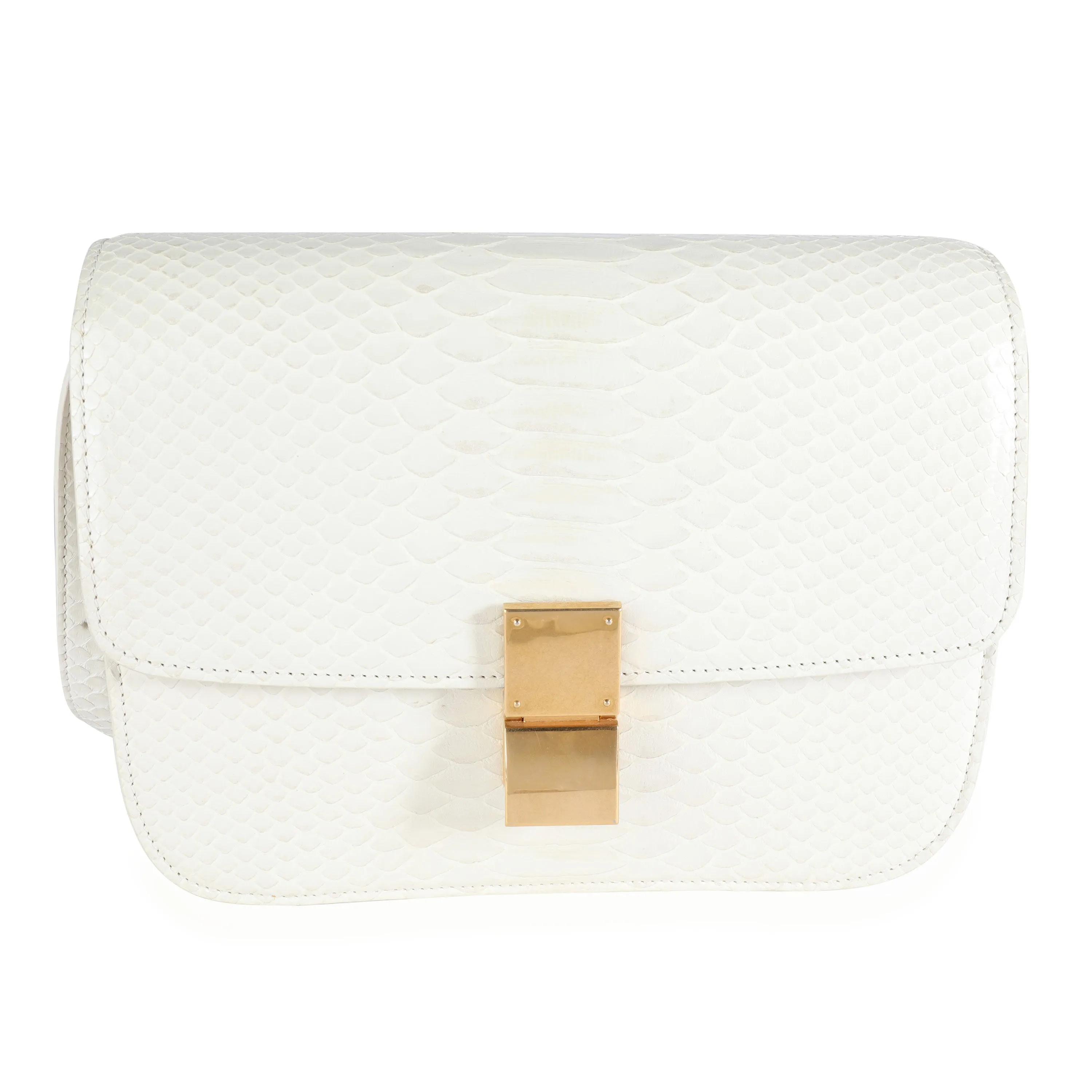 Celine Cream Python Medium Classic Box Bag