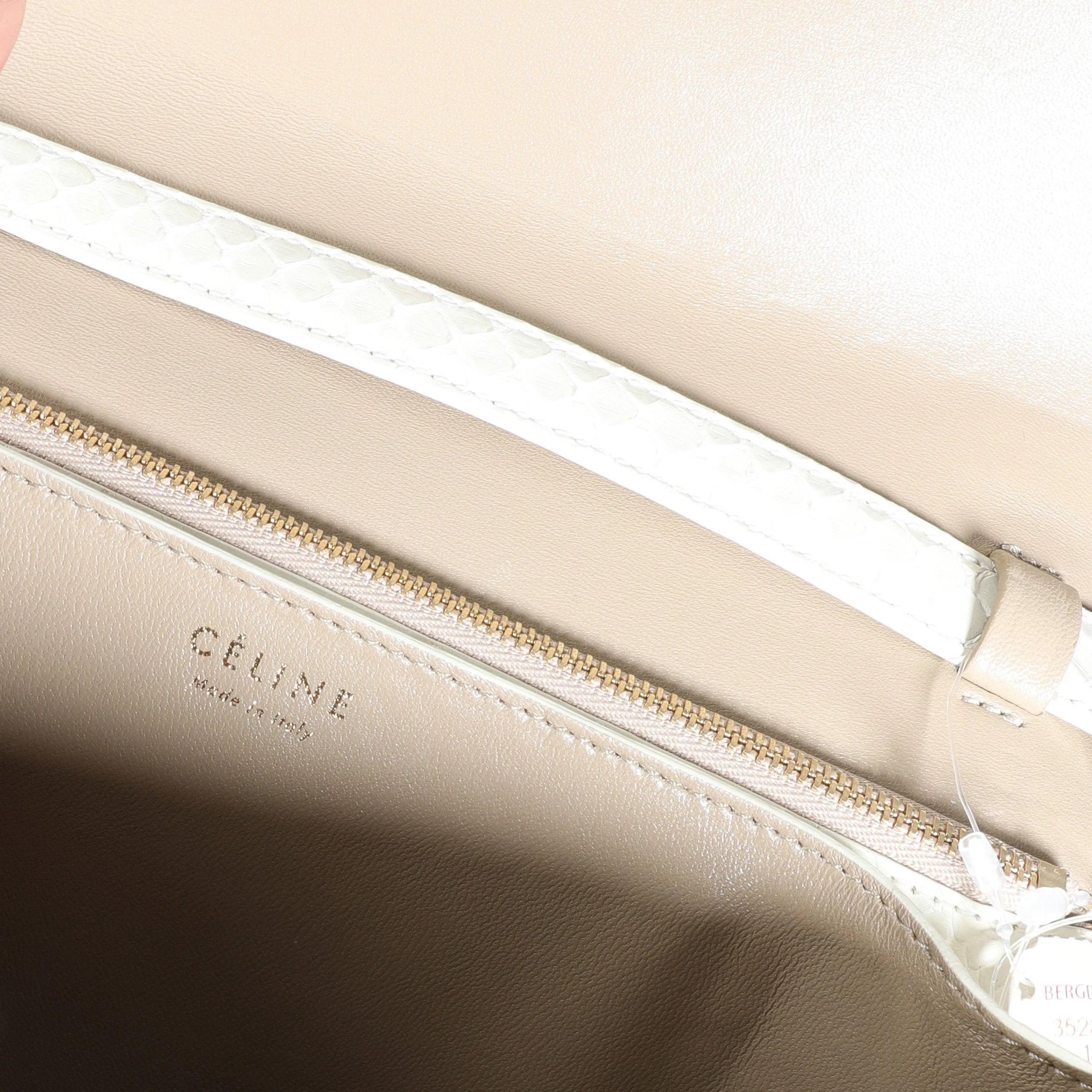 Celine Cream Python Medium Classic Box Bag