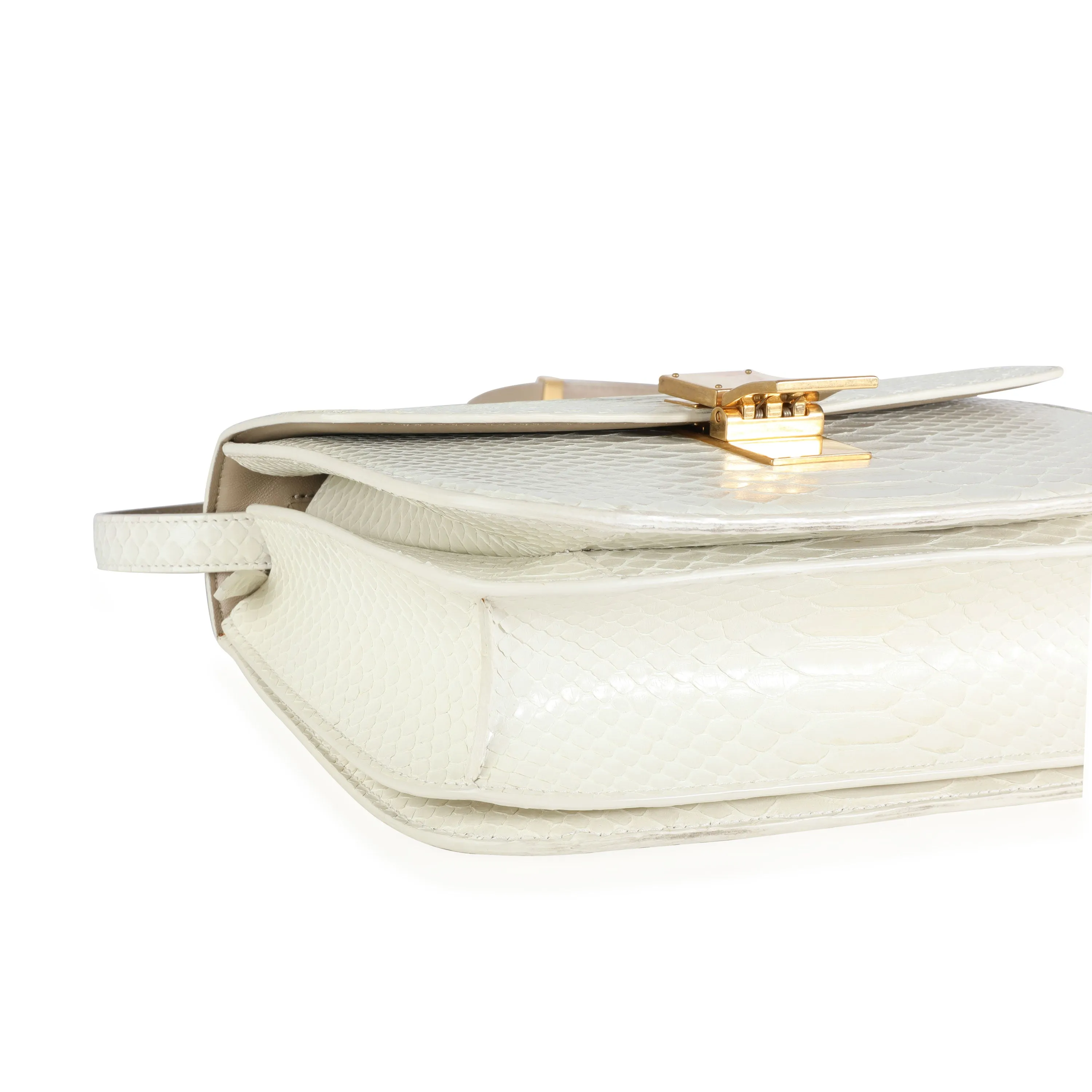 Celine Cream Python Medium Classic Box Bag