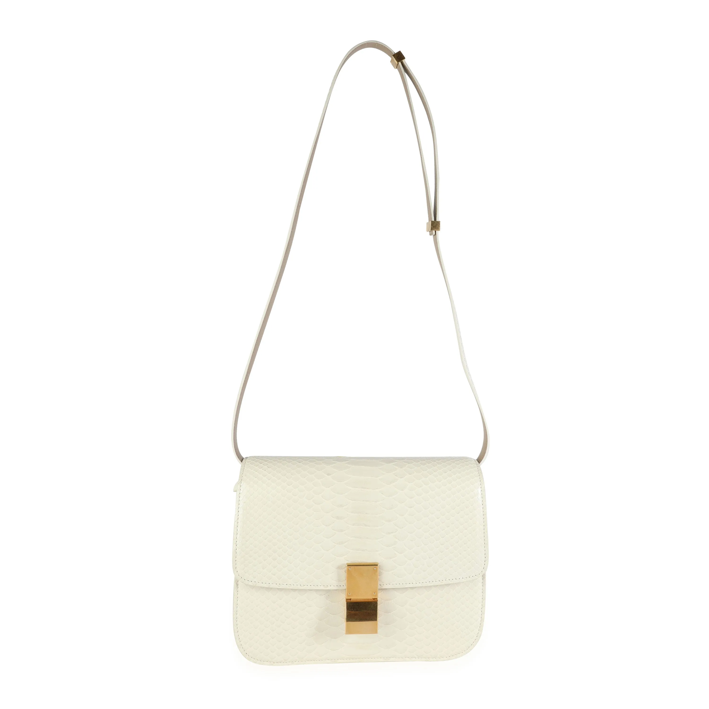 Celine Cream Python Medium Classic Box Bag