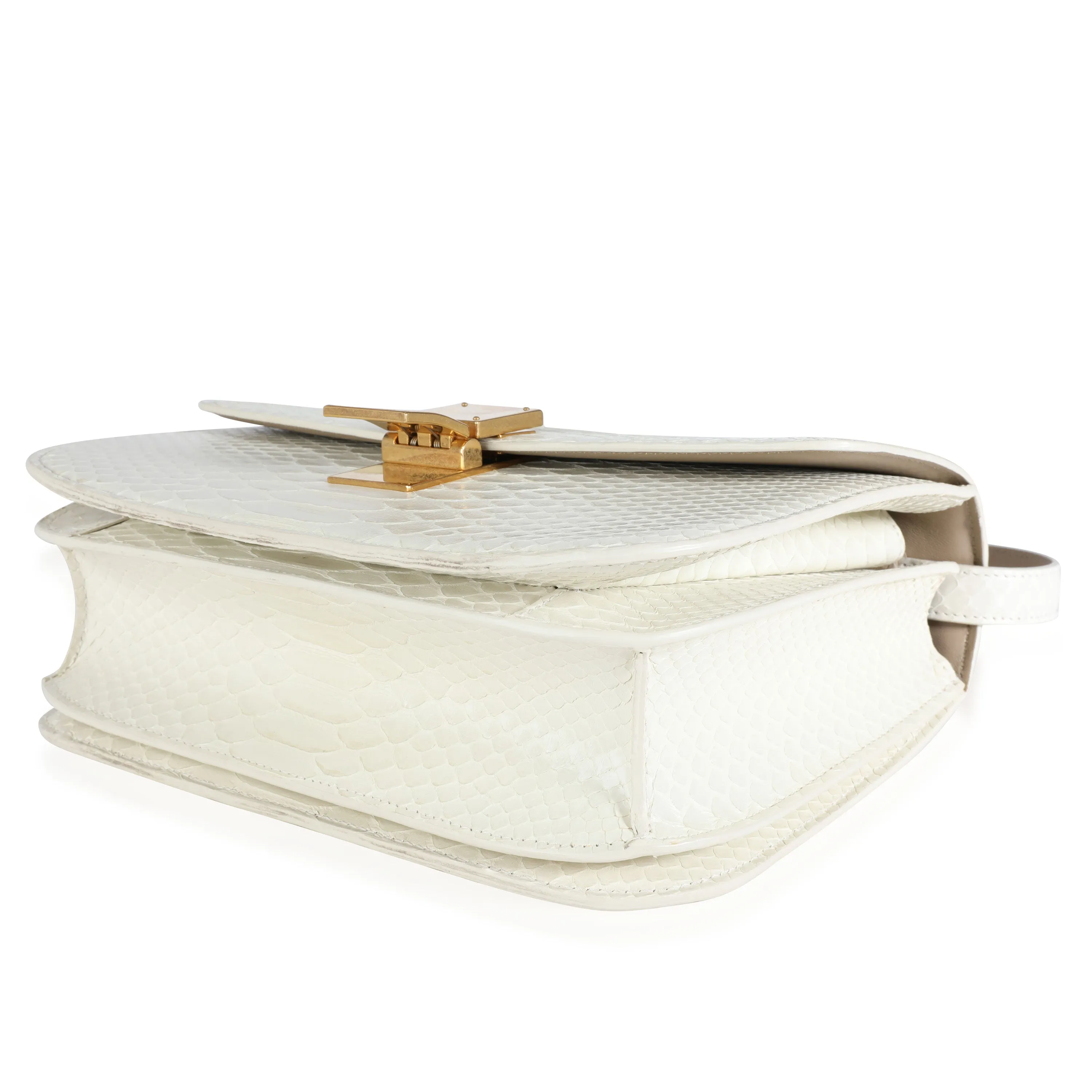 Celine Cream Python Medium Classic Box Bag