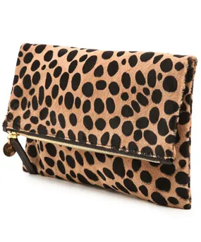 Clare V. Leopard Foldover Clutch