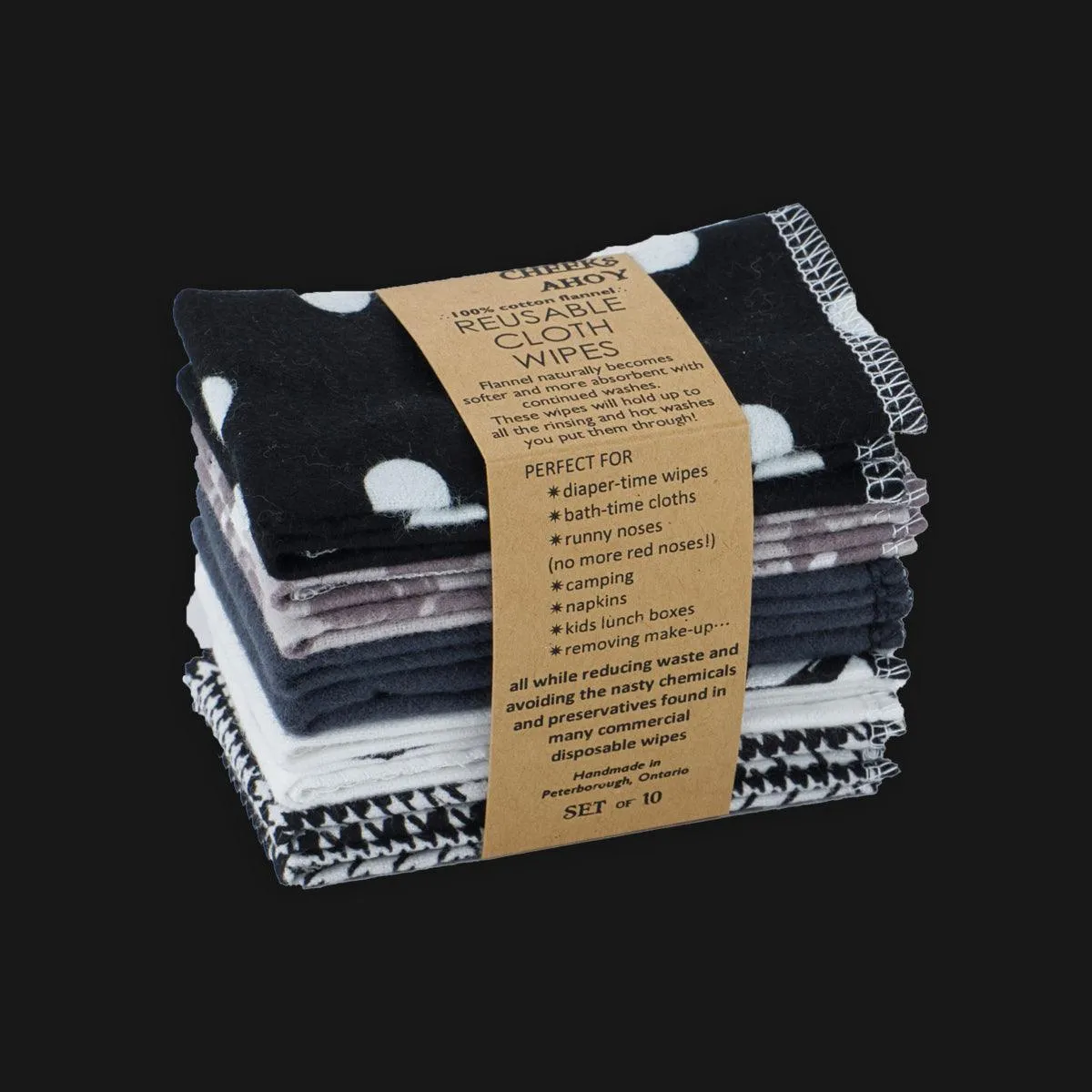 cloth wipes (10 pack) - monochrome