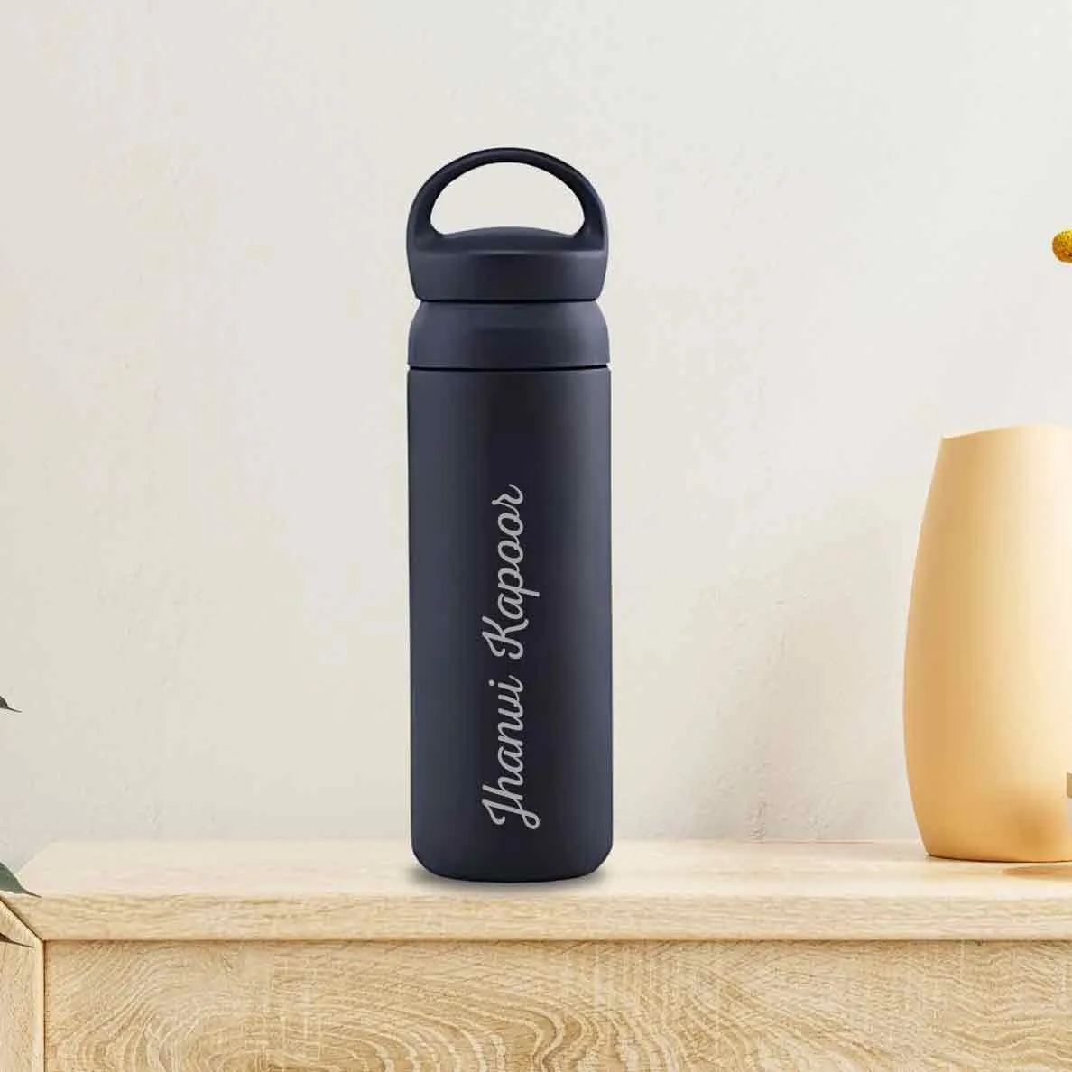 Customized Thermos Vacuum Bottle - Stainless Steel Black Water Bottle 500ml